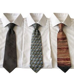 Tie Trio 3 100% Silk Ties Black/Silver Blue/Grey Rust/Black